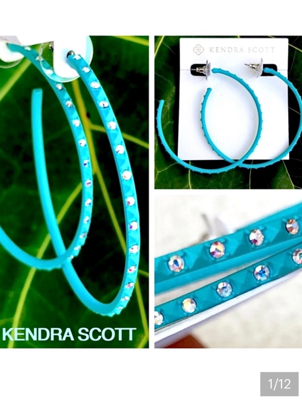 KENDRA SCOTT Val crystal hoops turquoise matte